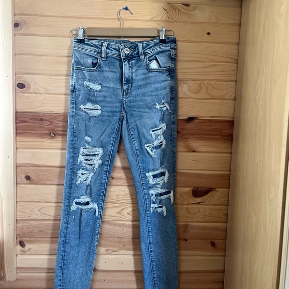 American Eagle Outfitters Denim - Blue Skinny Distressed Jeans